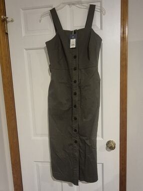 Universal Thread Olive Green Button-Front Midi Dress